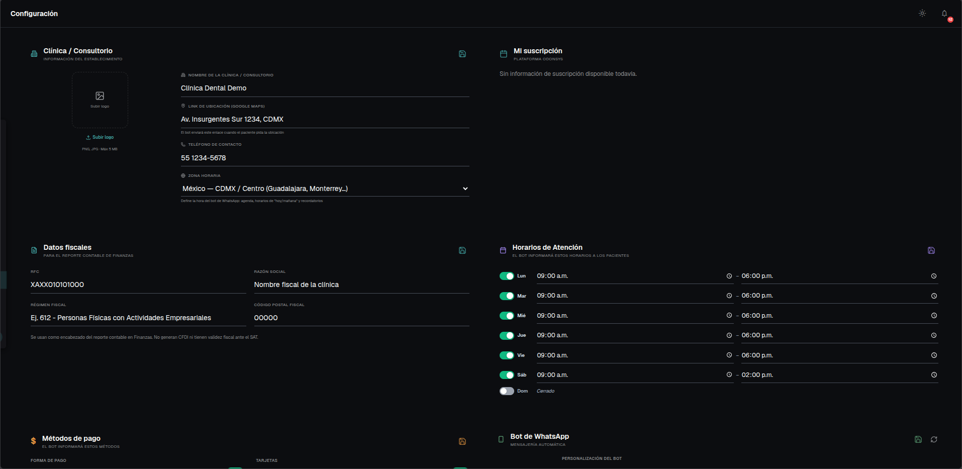 Vista general de la configuración integral de OdonSys